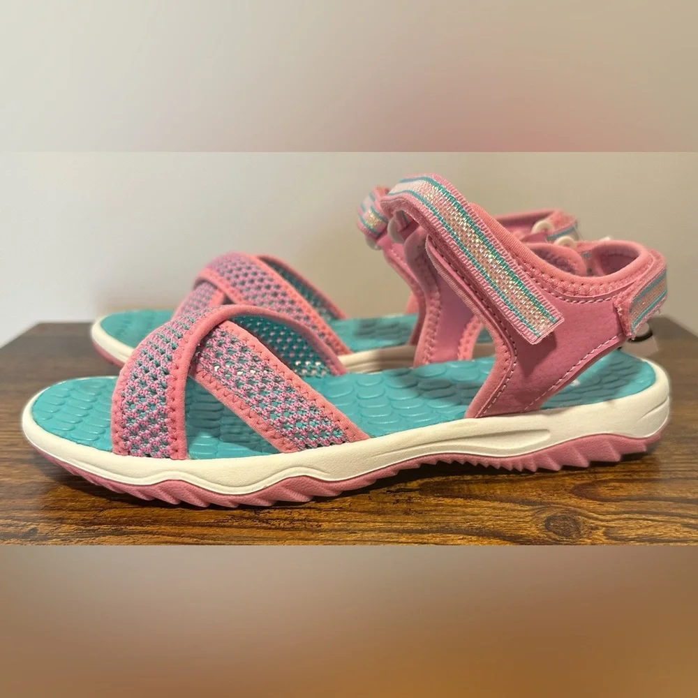 SO Big Girls Anchorage Pink/Teal Sport Sandals NWT Size 4